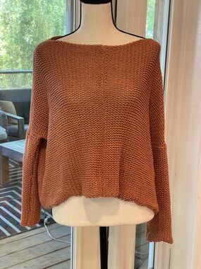 Wooden Ships Rust Off-the-Shoulder Knit Sweater